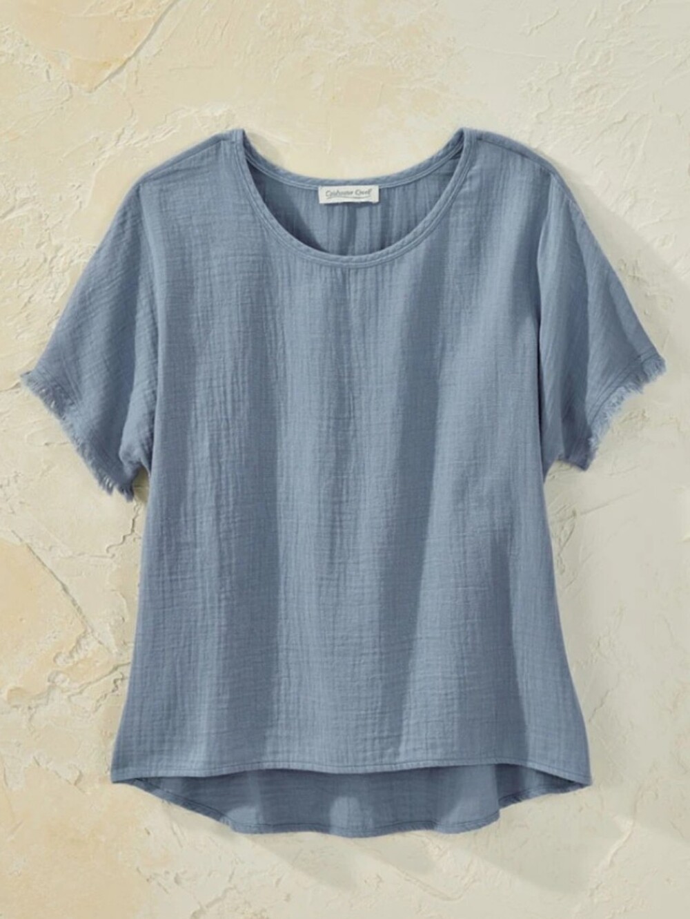Coldwater Creek Summer Breeze Gauze Dolman Top Creek Blue Oversized Fringed 3X
